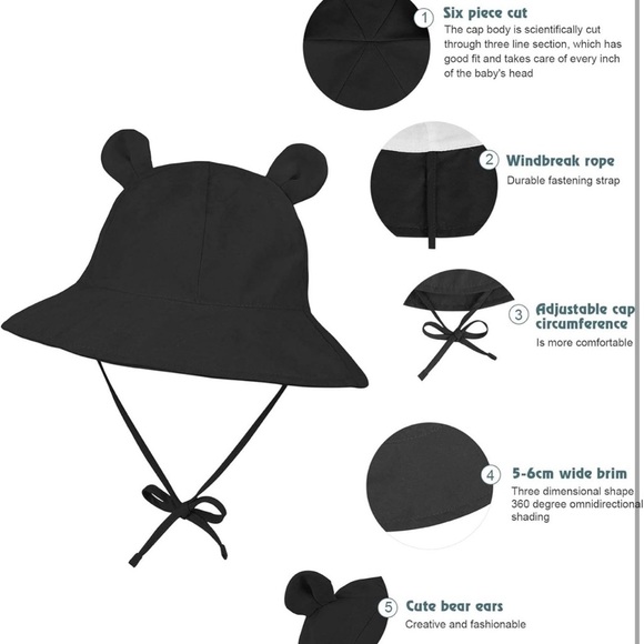 Kids' Black and White Bear Ear Disney Sun Hats - Picture 4 of 6